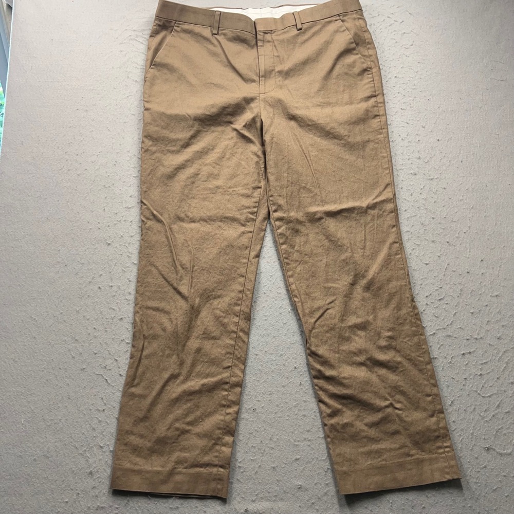 Express Classic Chino Pants Mens 36x32 Tan Khaki Cotton Linen Blend Stretch 2057